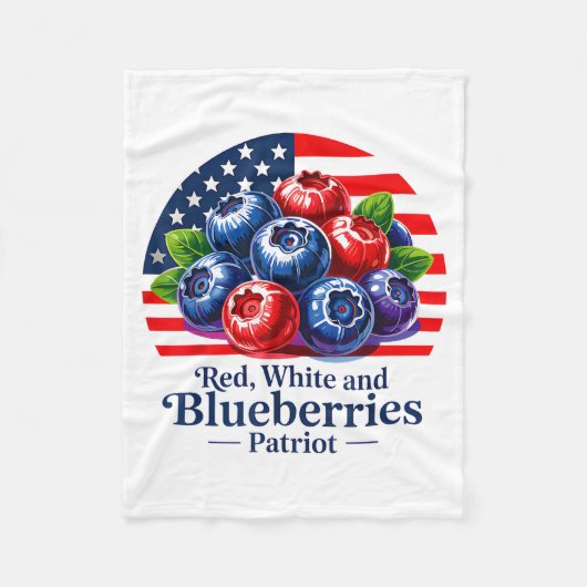 Red White And Blueberries Christian Patriotic フリースブランケット (正面)
