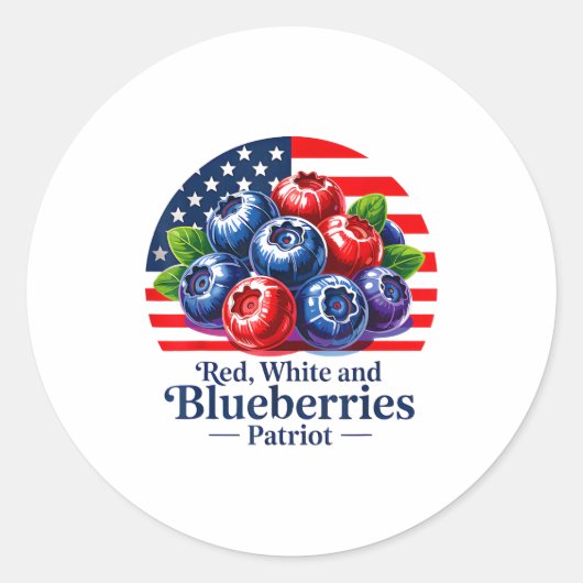 Red White And Blueberries Christian Patriotic ラウンドシール (正面)