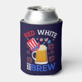 Red White and Brew - Funny 4th July Celebration 缶クーラー (缶正面)