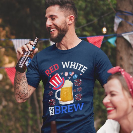 Red White and Brew - Funny 4th July Celebration Tシャツ