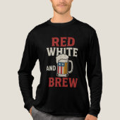 Red White and Brew Shirt – Funny Beer & USA Flag T トライブレンドＴシャツ (正面)