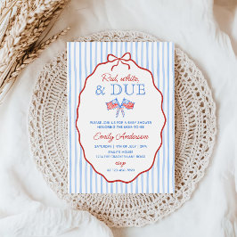 Red, White and Due 4th July Baby Shower 招待状