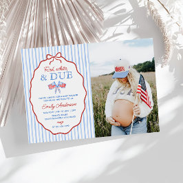 Red, White and Due 4th July Baby Shower Photo 招待状