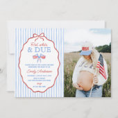 Red, White and Due 4th July Baby Shower Photo 招待状 (正面)