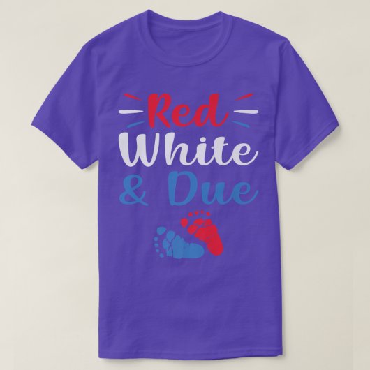 Red White And Due 4th of July Pregnancy Announceme Tシャツ (デザイン正面)