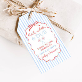 Red White and Due Baby Shower Favor Tags ギフトタグ