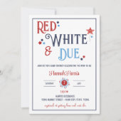 Red White and Due Baby Shower Invitation 招待状 (正面)