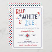 Red White and Due Baby Shower Invitation 招待状 (正面/裏面)
