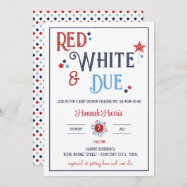 Red White and Due Baby Shower Invitation 招待状