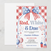 Red White and Due Baby Shower Invitation 招待状 (正面/裏面)