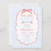 Red White and Due Baby Shower Invitation 招待状 (正面)