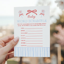 Red White and Due Baby Word Scramble Shower Game アドバイスカード