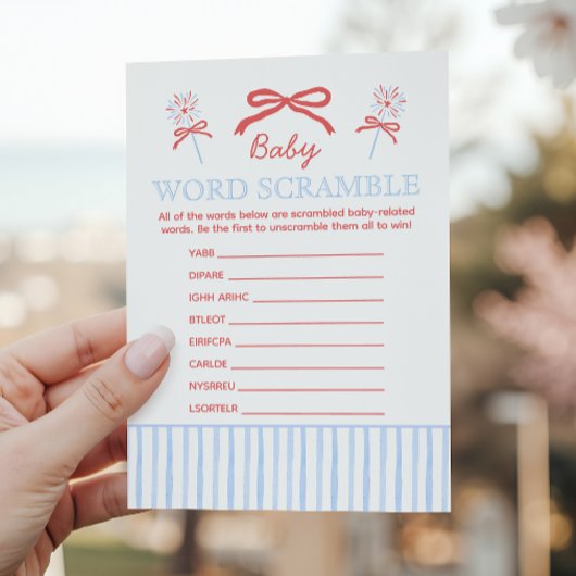 Red White and Due Baby Word Scramble Shower Game アドバイスカード