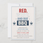 Red White and Due BBQ Baby Shower Invitation 招待状 (正面)