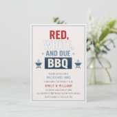 Red White and Due BBQ Baby Shower Invitation 招待状 (スタンド正面)