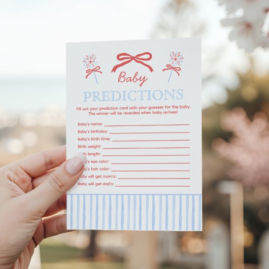 Red White and Due Predictions Baby Shower Game アドバイスカード