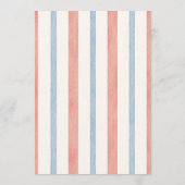 Red White and Due Stripes Clothesline Baby Shower 招待状 (裏面)