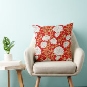 Red White and Gold Japanese Chrysanthemum Floral クッション (椅子)