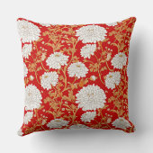Red White and Gold Japanese Chrysanthemum Floral クッション (裏面)