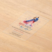 Red White and I do Acrylic Wedding Invitation アクリル招待状 (レイダウン)