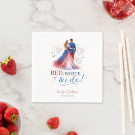 Red White and I do Americana Wedding スタンダードカクテルナプキン