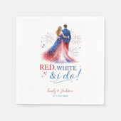 Red White and I do Americana Wedding スタンダードカクテルナプキン (正面)