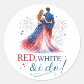 Red White and I do Americana Wedding ラウンドシール (正面)
