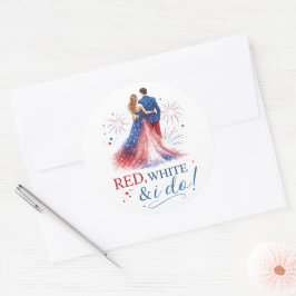 Red White and I do Americana Wedding ラウンドシール