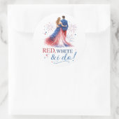 Red White and I do Americana Wedding ラウンドシール (バッグ)