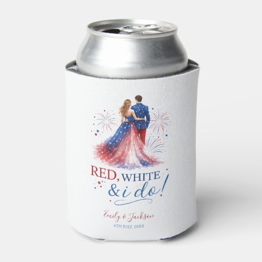 Red White and I do Americana Wedding 缶クーラー (缶正面)