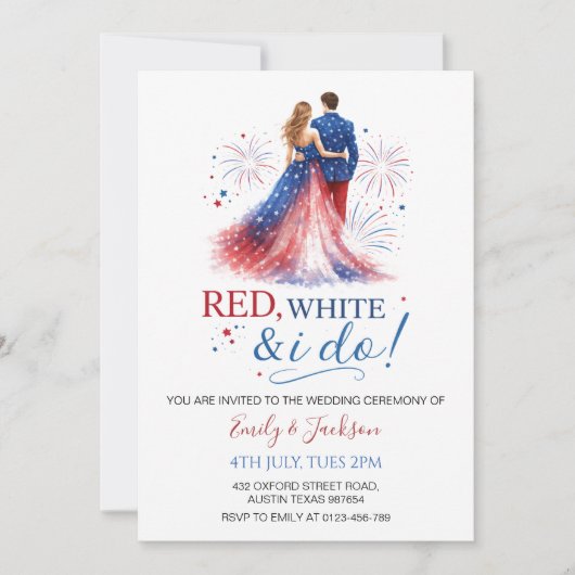 Red White and I do Wedding Invitation 招待状 (正面)