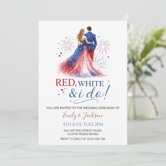 Red White and I do Wedding Invitation 招待状 (スタンド正面)
