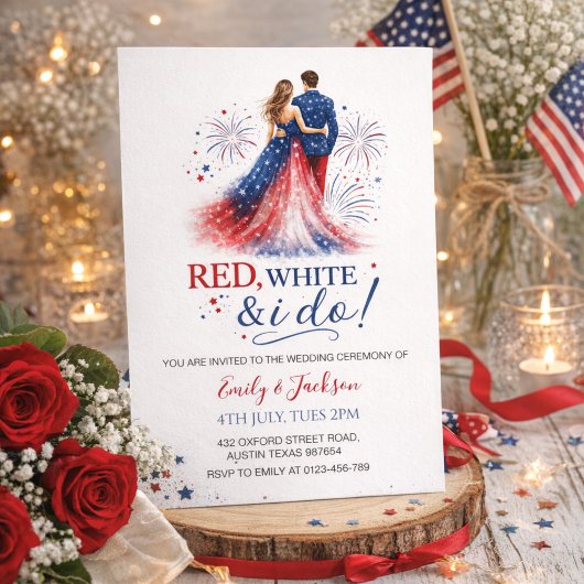 Red White and I do Wedding Invitation 招待状