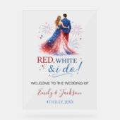 Red White and I do Wedding Welcome アクリルサイン (正面)