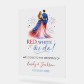 Red White and I do Wedding Welcome アクリルサイン (傾斜)