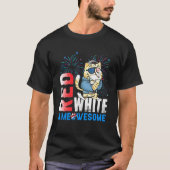 Red White And Meowsome Fireworks Cat 4th Of July Tシャツ (正面)