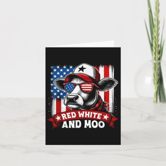 Red, White And Moo - Funny 4th Of July  カード (正面)