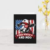 Red, White And Moo - Funny 4th Of July  カード (黄色い花)