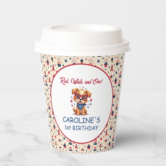 Red, White and One! 4th of July First Birthday 紙コップ (正面)