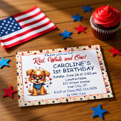Red White And One Patriotic Puppy Invitation 招待状