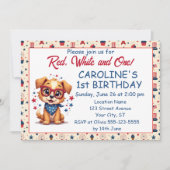 Red White And One Patriotic Puppy Invitation 招待状 (正面)