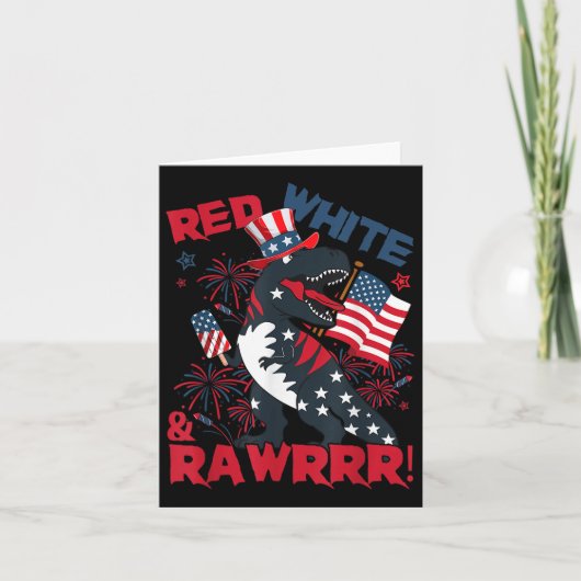 Red White And Rawr Dinosaur T Rex Patriotic 4th Of カード (正面)