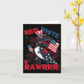 Red White And Rawr Dinosaur T Rex Patriotic 4th Of カード (黄色い花)