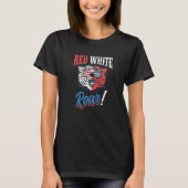 Red White and Roar Tiger  Independence 4th of July Tシャツ (正面)