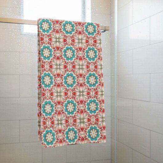 Red White And Teal  Bath Towel Set バスタオルセット