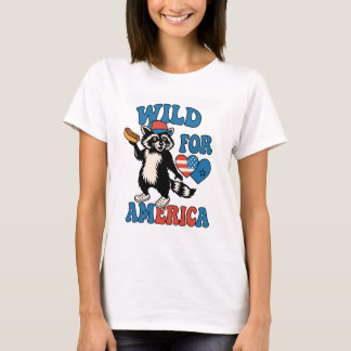 Red White and Teral – Funny Patriotic Raccoon T-S Tシャツ