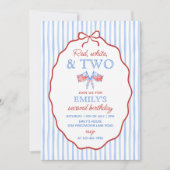 Red White and Two 4th of July 2nd Birthday 招待状 (正面)