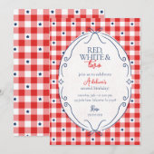 Red White and Two Second Birthday Party 招待状 (正面/裏面)