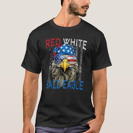 Red White Bald Eagle American Flag Bald Eagle 4th  Tシャツ (正面)