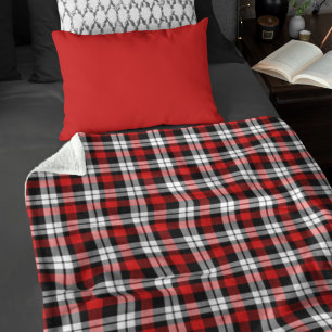 Red White Black Buffalo Check Plaid Pattern フリースブランケット